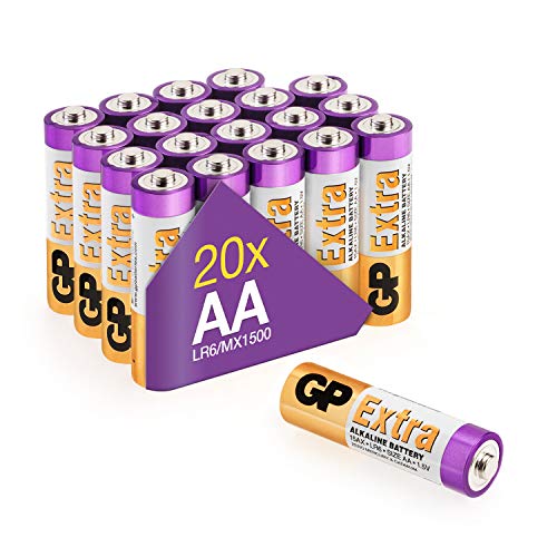 GP - Pack de 20 Pilas AA Alcalinas | Capacidad y duración excepcional | 1,5V LR06 - Mignon - MN1500-15A - AM3 GP - Pack de 20 Pilas AA Alcalinas | Capacidad y duración excepcional | 1,5V LR06 - Mignon - MN1500-15A - AM3