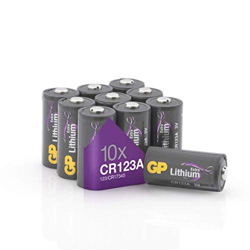 GP - Pilas CR123a 3V de Litio no Recargables CR123 - Paquete de 10 Pilas (CR 123 / CR17345) - Capacidad 1400 mA - Ideal para cámaras de Seguridad e inalámbricas - Equipos Smart Home GP - Pilas CR123a 3V de Litio no Recargables CR123 - Paquete de 10 Pilas (CR 123 / CR17345) - Capacidad 1400 mA - Ideal para cámaras de Seguridad e inalámbricas - Equipos Smart Home