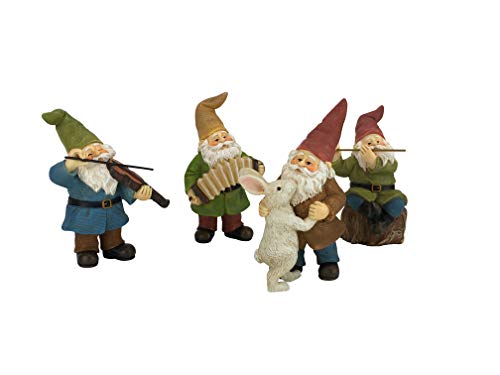 ¡Gran Fiesta de Gnomos! – Set de 4 piezas Jardín Musical de Gnomos para Jardines en Miniatura de GlitzGlam.