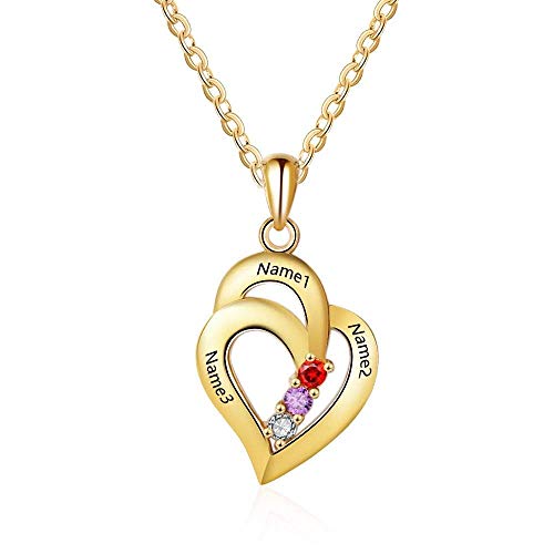Grand Made Collar Personalizado con el Nombre de la Madre y 3 cuellos simulados Collar con Colgante en Forma de corazón para 3 Collar Personalizado para Mujer (Dorado, Plata) Grand Made Collar Personalizado con el Nombre de la Madre y 3 cuellos simulados Collar con Colgante en Forma de corazón para 3 Collar Personalizado para Mujer (Dorado, Plata)
