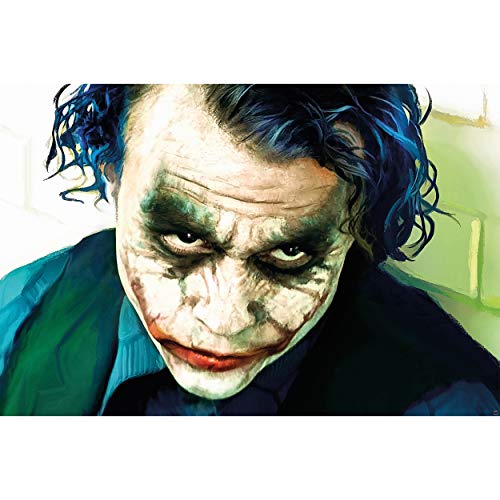 GREAT ART XXL Póster – Joker – Mural De Retrato Heath Ledger, Batman El Caballero Oscuro Payaso Película, Gotham Villano Héroe Cómico Cartel De Pared Foto Y Decoración (140 X 100 Cm)