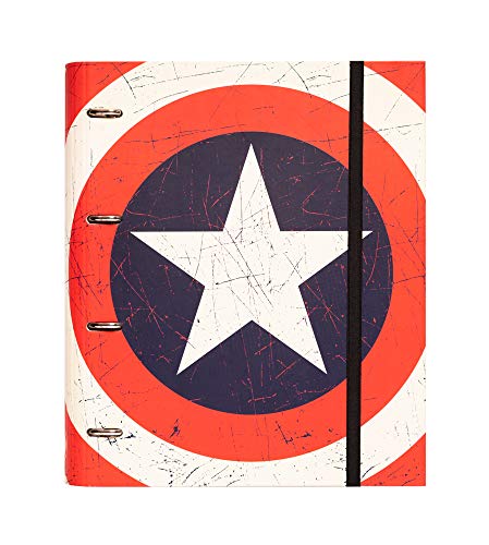 Grupo Erik Editores Premium Marvel - Carpeta troquelada, 4 anillas, diseño Capitan America Shield, 32 x 27.5 cm