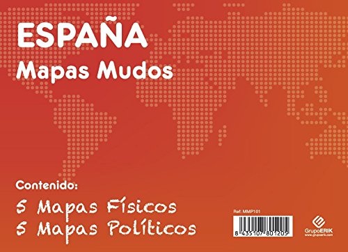 GRUPO ERIK EDITORES, S.L. - Pack mapas mudos es España 5+5 Grupo Erik blanco y celeste GRUPO ERIK EDITORES, S.L. - Pack mapas mudos es España 5+5 Grupo Erik blanco y celeste