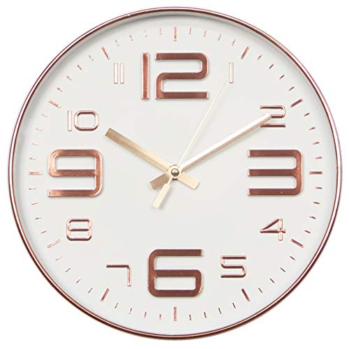 GYHJG Galvanoplastia Reloj De Plata De Oro Rosa Reloj De Pared De Dormitorio De Sala De Estar Redondo Reloj