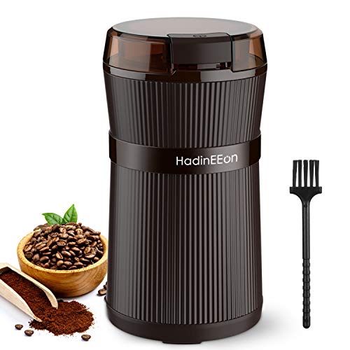 HadinEEon Molinillo de Especias y Café Eléctrico, 200W Lavable Portátil de Granos de Café y Molinillo de Especias Eléctricos con Cuchillas de Acero Inoxidable y Cepillo para Hierbas, Nueces, Pimienta