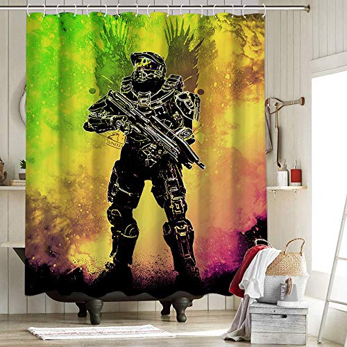 Halo Infinite Game Character - Cortina de ducha para baño, impermeable, forro de cortina de ducha anti Soul of the Master Halo Master Chief Collection de 72 x 172 pulgadas