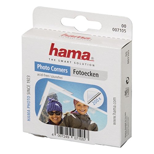 Hama 7105 - Adhesivo en Puntos Doble Cara ángulos para Fotos, 200 Piezas, Transparente