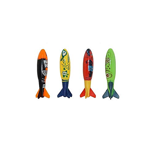 HAOZHAO Juguetes de Verano de Buceo Shark Torpedo Rocket Lanzar Juguete Divertido Piscina de Buceo Juego (Color : 4pcs Torpedo)