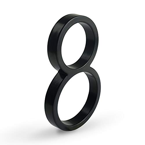 HASWARE Letrero de número de casa flotante de 5 pulgadas (12 cm) Números de puerta modernos Placa de señalización Números de dirección de casa de calle, Metal negro [Número 8]