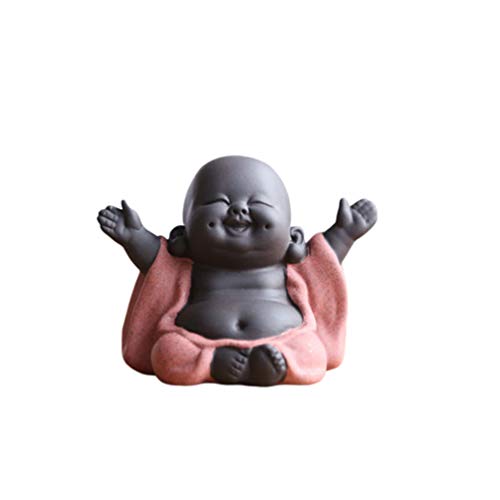 Healifty Estatua de Buda creativa, cerámica, pequeña figura de Buda, monje creativo, artesanía para bebé, muñecas, ornamentos de regalo, arte de cerámica china delicada y artesanía