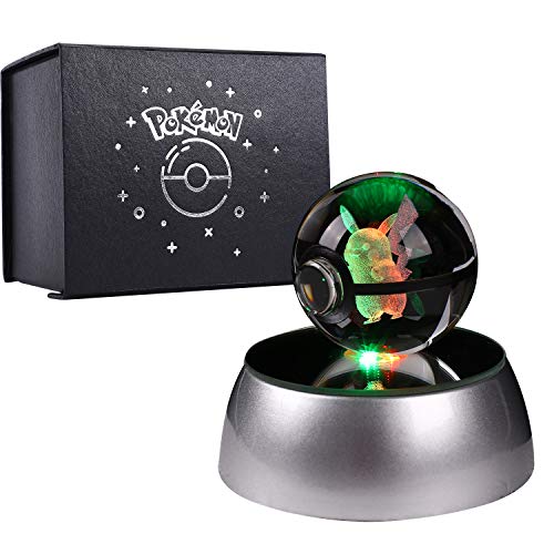 Herefun 3D Bola de Cristal Luz Nocturna Lámpara Pokémon Series Laser Engraving Regalo de Navidad Para Niños 50mm Ball Base de Decoloración Automática - Pikachu Herefun 3D Bola de Cristal Luz Nocturna Lámpara Pokémon Series Laser Engraving Regalo de Navidad Para Niños 50mm Ball Base de Decoloración Automática - Pikachu