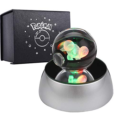 Herefun 3D Bola de Cristal Luz Nocturna Lámpara Pokémon Series Laser Engraving Regalo de Navidad Para Niños 50mm Ball Base de Decoloración Automática (3)