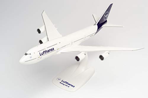 Herpa 611930-Boeing 747-8, Intercontinental, biplano de Lufthansa, Alas, avión con Soporte, fabricación, Modelos en Miniatura, Objeto de colección, plástico, Ajuste a presión-Escala 1:250 (611930)