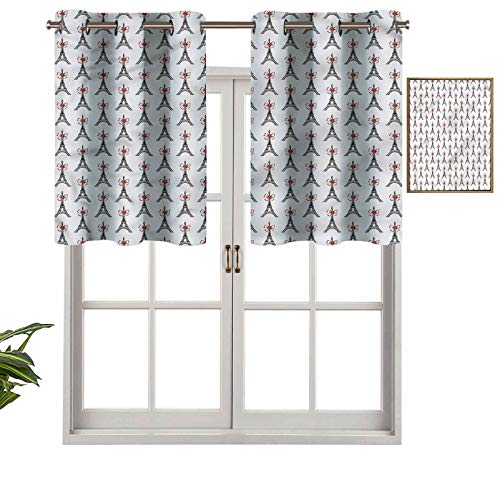 Hiiiman Panel térmico para ventanas de longitud extra corta, diseño de torres, juego de 2, paneles opacos decorativos para el hogar de 137 x 91 cm