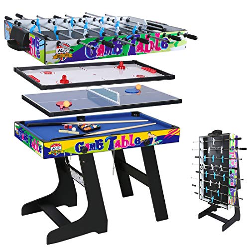 hj 4 en 1 Mesa de Juegos Multisport Combo Mesa de Billar / Hockey / Mesa de Ping-Pong / Futbolín con Patas Plegables 4 Pies Negro hj 4 en 1 Mesa de Juegos Multisport Combo Mesa de Billar / Hockey / Mesa de Ping-Pong / Futbolín con Patas Plegables 4 Pies Negro