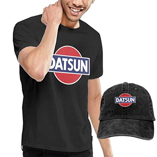 HKGJG Camiseta Datsun Emblem Car Logo Men's Cotton T-Shirt with Round Neck with Adjustable Baseball Cap
