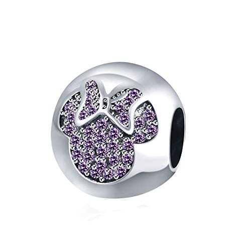 HMILYDYK - Abalorio con forma de la silueta de Minnie Mouse con cristales de circonita Swaroski Elements y plata de ley 925 para pulseras de Pandora.