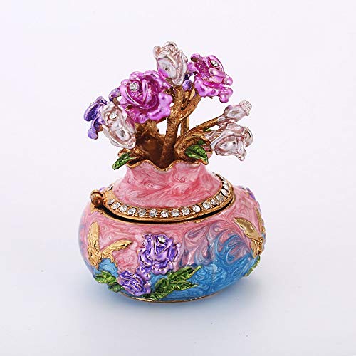 HMSCC Caja jarrón Diseño de joyería con Diamantes de imitación Inicio Sala de Estar Cuarto de Caja de Almacenamiento de decoración Artesanal de Regalo (Color : Rosado)