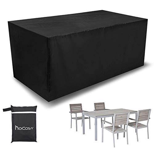 HOCOSY Funda para Mesa de Jardín, Fundas de Muebles Oxford, Impermeable Anti-UV Resistente al Polvo, 210D, 200 X 160 X 70 cm