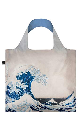 HOKUSAI The Great Wave Bag: peso 55 g, tamaño 50 x 42 cm, Zip-caso 11 x 11.5 cm, Asa 27 cm, resistente al agua, De poliéster, certificado OEKO-TEX, Puede llevar hasta 20 kg