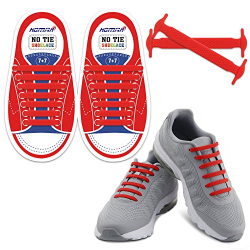 Homar sin corbata Cordones de zapatos para niños y adultos Impermeables cordones de zapatos de atletismo atlética de silicona elástico plano con multicolor de los zapatos del tablero Sneaker boots (Kid Size Red)