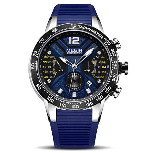 Hombre Relojes Moda Impermeable Silicona Cronógrafo Relojes Negocios Analogicos Cuarzo Relojes Clásico Azul Correa Fecha Calendario Relojes Hombre Relojes Moda Impermeable Silicona Cronógrafo Relojes Negocios Analogicos Cuarzo Relojes Clásico Azul Correa Fecha Calendario Relojes