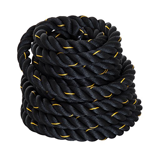 HOMCOM Cuerda de Batalla Battle Rope Formación Battling Power Cuerda Ejercicio Fitness Deporte Crossfit Ф38mm Longitud 12m Poliéster Ultra Resistente