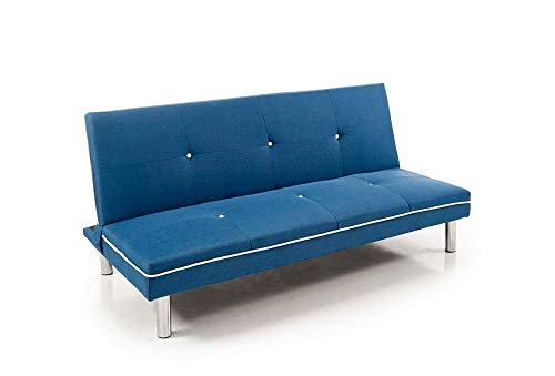Home Heavenly - Sofá Cama Sol Clic clac 3 plazas, sofá Cama economico, Moderno, Plegable Color Azul Home Heavenly - Sofá Cama Sol Clic clac 3 plazas, sofá Cama economico, Moderno, Plegable Color Azul