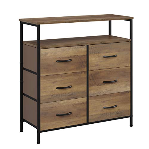 HOMECHO Cómoda con 6 Cajones Cajonera para Almacenamiento de Dorimitorio, Salón y Pasillo Estilo Industrial Retro 80 x 30 x 82 cm HOMECHO Cómoda con 6 Cajones Cajonera para Almacenamiento de Dorimitorio, Salón y Pasillo Estilo Industrial Retro 80 x 30 x 82 cm