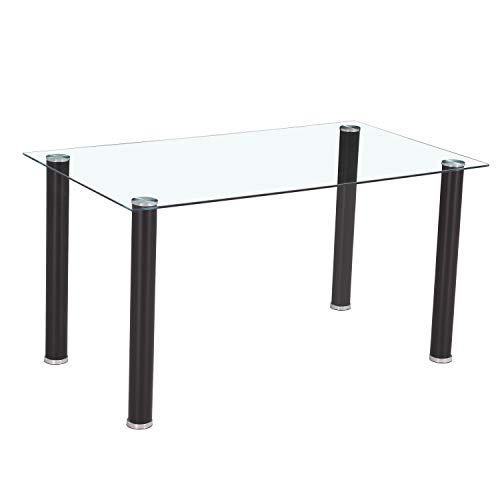 HomeSouth - Mesa de Comedor Negra, Mesa de Cristal para Cocina, Medidas Mesa Moderna salón: 140x80 cm Ancho