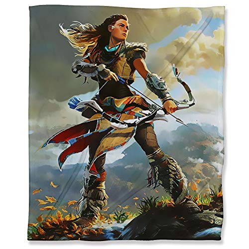 Horizon Zero Dawn Manta de felpa de 130 x 153 cm, para videojuegos Art Aloy mullida manta para cama, sofá de viaje