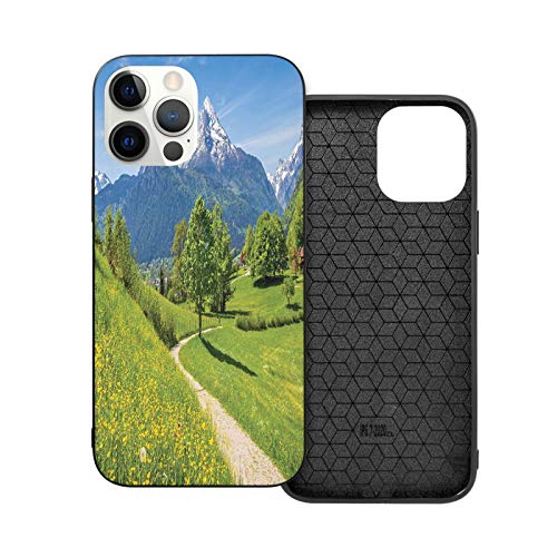 Hot Boutique Shockproof Case For iPhone 12 Series, Theme Adopt - Wildflowers In The Alps and Snow-Capped Mountains National Park Bavaria Germany Yellow Green