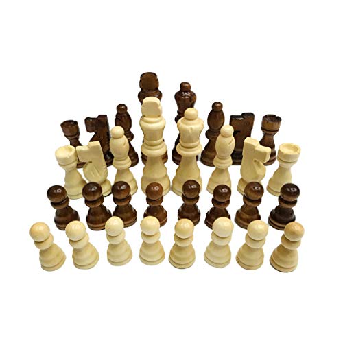 Hotaluyt Juego de ajedrez de Madera de 7,7 cm Rey 32 Piezas de ajedrez Figuras Peones Adultos Torneo de Juego de los niños de Juguete