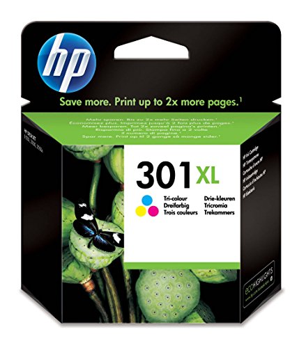 HP 301XL CH564EE, Tricolor, Cartucho de Tinta de Alta Capacidad Original, Compatible con impresoras de inyección de tinta HP DeskJet 1050,2540,3050; OfficeJet 2620,4630; ENVY 4500, 5530