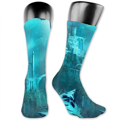 huatongxin 3d Underwater World Underwater Castle Crazy Design Calcetines suaves y elásticos novedosos para hombres,mujeres y niños