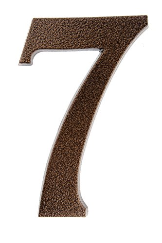 Huber - Número 7 para puerta de casa, recubrimiento de polvo de aluminio, tridimensional, color cobre antiguo, 20 cm