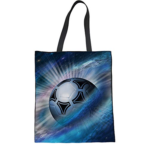 HUGS IDEA - Bolso de tela de algodón para mujer Azul Soccer 4