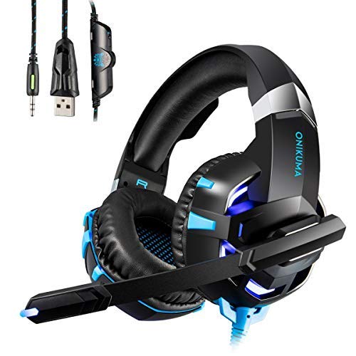 HUOU Auriculares Cascos Gaming con Cable (Blue)