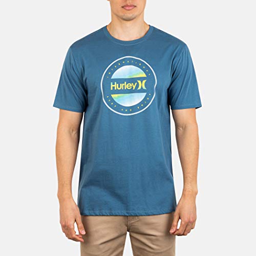 Hurley M Circle Dye Logo S/S Camiseta, Hombre, Thunderstorm, L