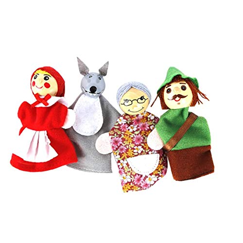 hvxjxk 4 Pc/Finger Conjunto Caperucita Animales Navidad Marionetas del Dedo De La Marioneta De Juguetes Educativos Juguetes Cuentacuentos Muñeca De Dibujos Animados para Los Niños