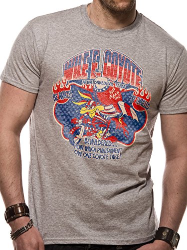 I-D-C CID Looney Tunes-Wile E Coyote Camiseta, Gris (Sports Grey Grey), S para Hombre