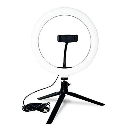 Icegrape - Lámpara LED de 26 cm con anillo de luz para selfies, trípode de estudio para teléfono, brillo y ángulo ajustables