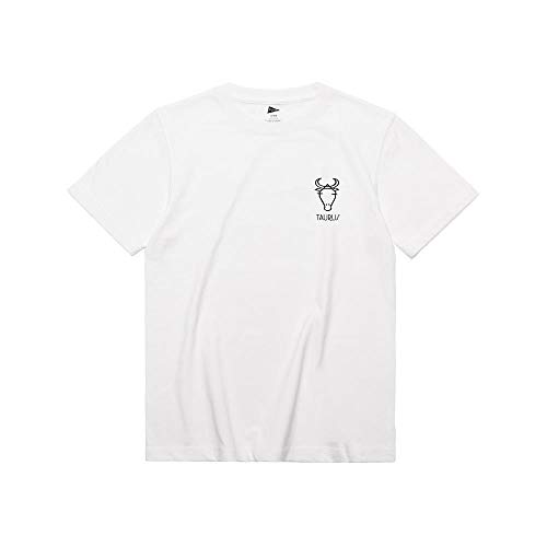 iHomei Premium - Camiseta de cuello redondo de 270 g de algodón pesado, para hombre y mujer, para parejas abstractas de doce constelaciones impresas - - X-Small