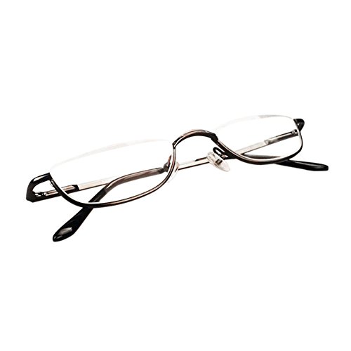 Inlefen Unisex Half Moon Half Frame Gafas de lectura Metal Material marco Spring Hinges Eyewear