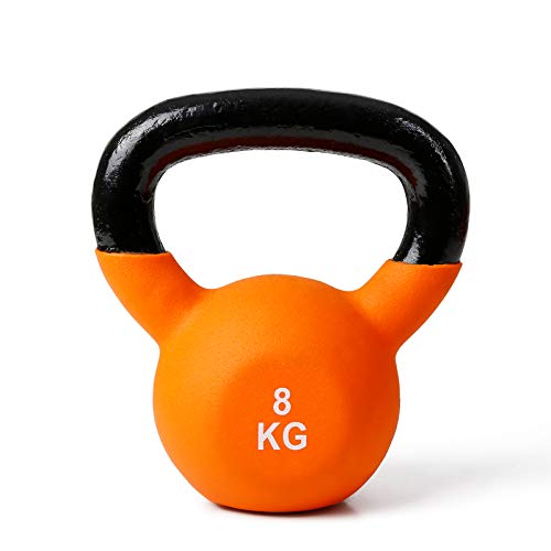 INTEY Pesa Rusa de Neopreno, Moldeada de Hierro sólido Caldera Bell, Asa Ancha, Base Plana Antideslizante, para Entrenamiento de Fuerza Muscular, para Casa o Gimnasio, 8KG