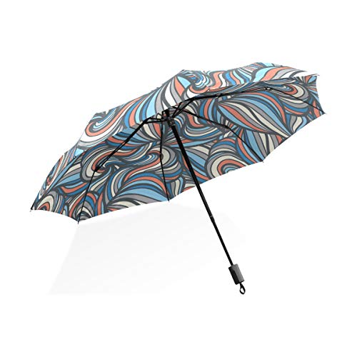 Isaoa Automatique Voyage Parapluie Pliable Compact Parapluie Sang Clot Coupe-Vent Ultra léger Protection UV Parapluie pour Homme ou Femme