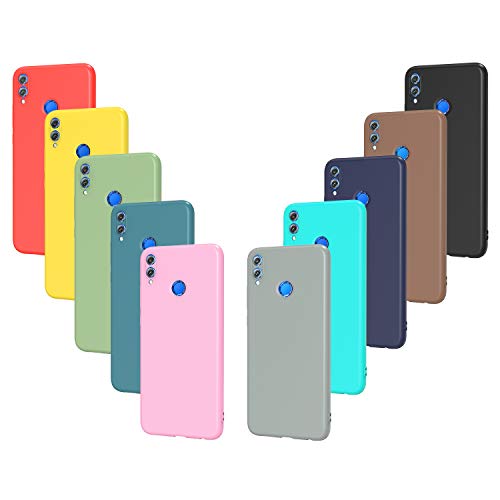 ivoler 10 x Funda para Huawei Honor 8X, Ultra Fina Carcasa Silicona TPU Protector Flexible Funda (Negro, Gris, Azul Oscuro, Azul Cielo, Azul, Verde, Rosa, Rojo, Amarillo, Marrón)