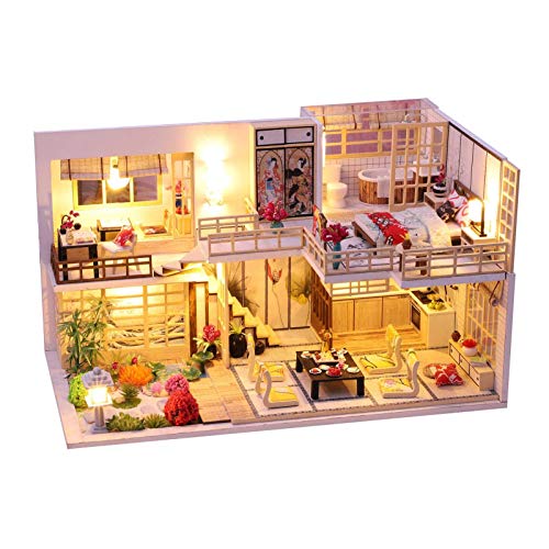 Iwinna DIY Miniature Dollhouse Kit - DIY Dollhouse Kit 3D Assembled Handmade Villa Birthday Gift Educational Toys