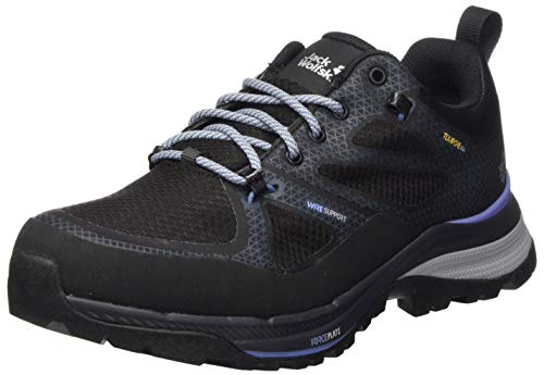 Jack Wolfskin Force Striker Texapore Low W, Zapatos al Aire Libre Mujer, Black/Blue, 40 EU