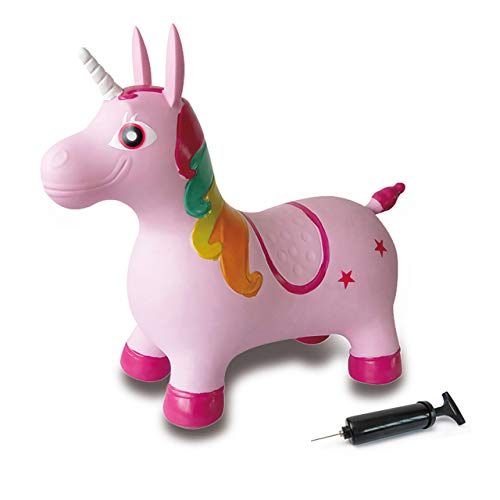 Jamara 460316 - Unicornio colorido animal saltarín con bomba - Orejas como soporte Jamara 460316 - Unicornio colorido animal saltarín con bomba - Orejas como soporte